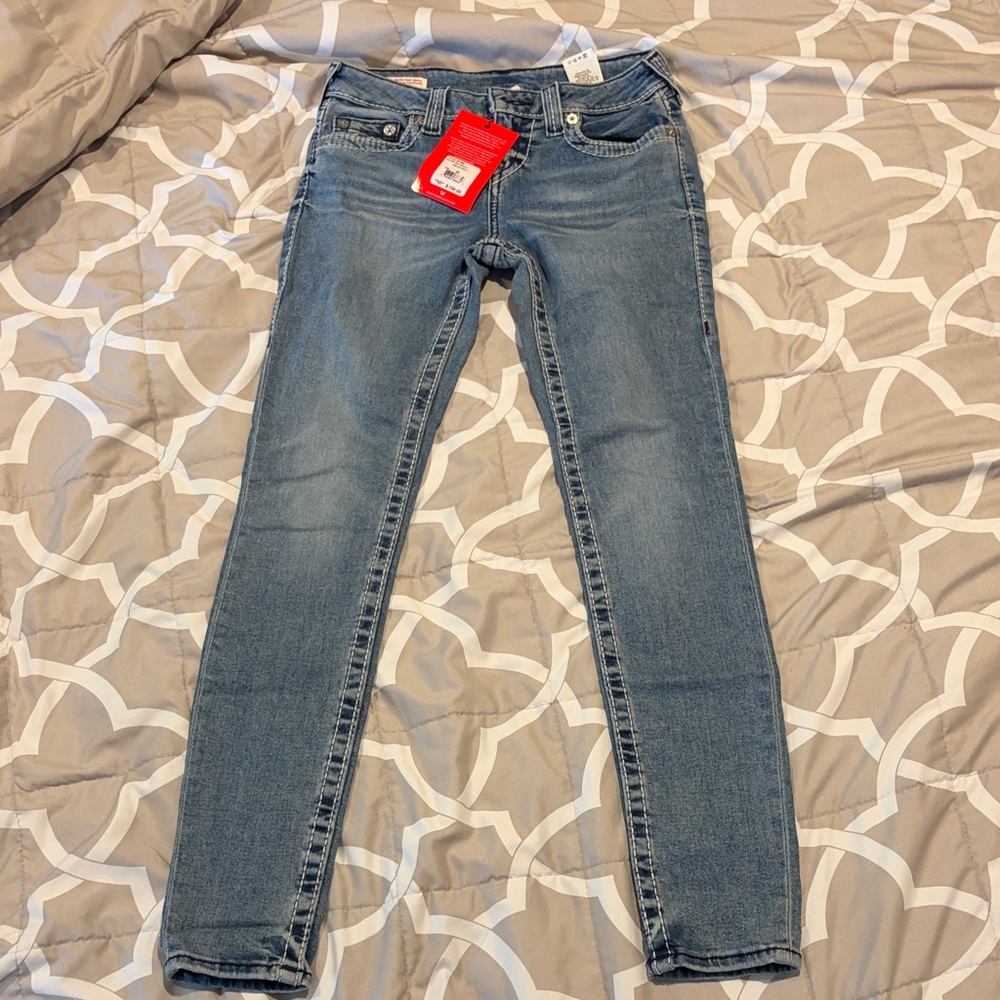 True Religion Women's Mid Rise Halle Big T Super Skinny Jeans, Size 25 BNWT